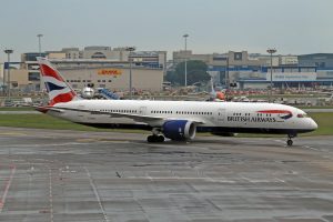 Image of BA flight grounded at Heathrow airport