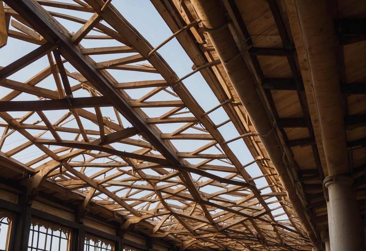 The trussed roofs soared high above, their intricate patterns creating a stunning display of architectural mastery